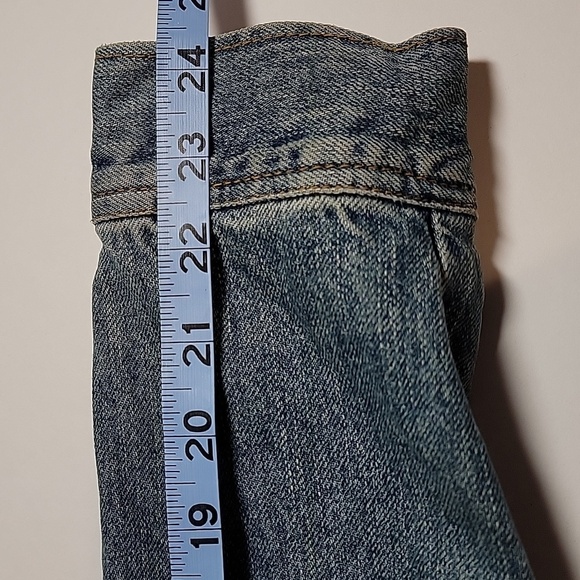 Route 66 Jacket Coat Trucker Denim Blue Jean Pockets Button Up Distressed L - Picture 16 of 16